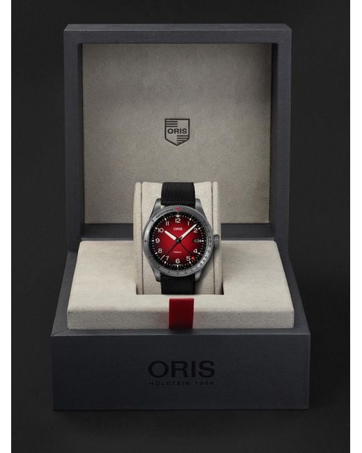 Oris Black Propilot Gmt Automatic 41.5mm Pvd-coated Stainless Steel And Canvas Watch for men
