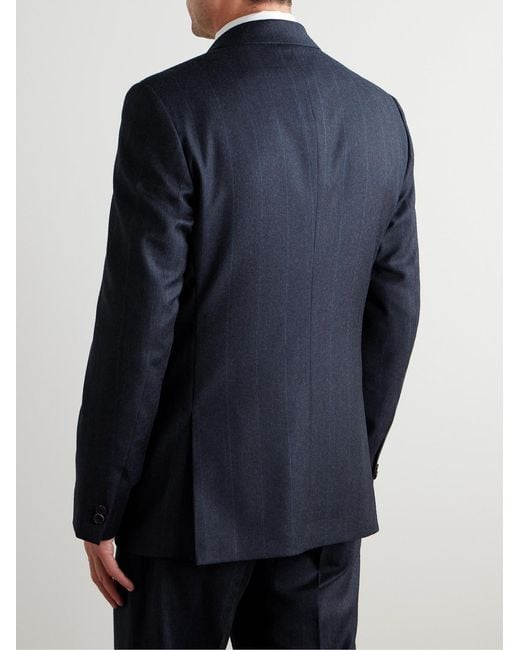 Mr P. Blue Regular-Fit Pinstriped Wool-Flannel Suit Jacket for men