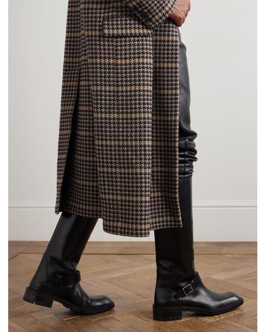 Saint Laurent Black Vadim Buckled Leather Knee Boots for men