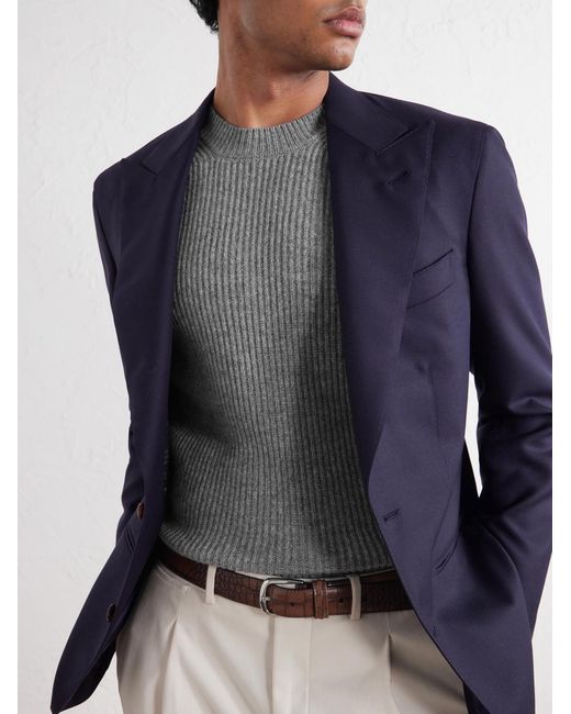 Slowear Gray Zanone Slim-Fit Ribbed Wool Sweater for men