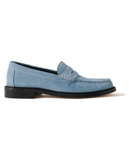 VINNY'S Blue Yardee Suede Penny Loafers for men