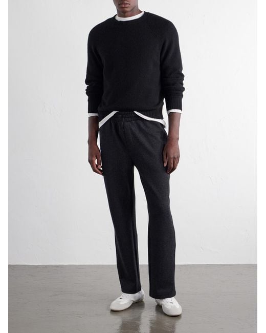 Mr P. Blue Straight-Leg Striped Cotton-Blend Jersey Sweatpants for men