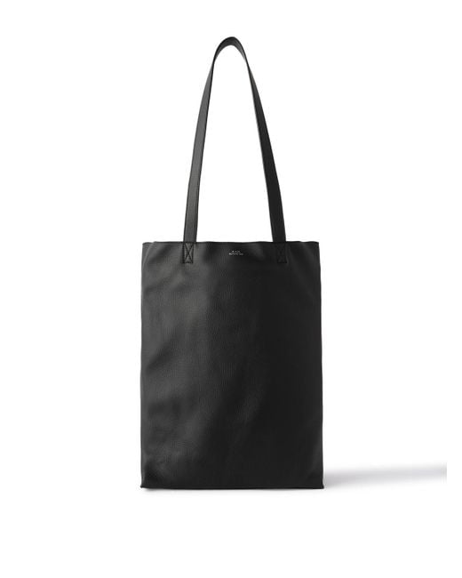 A.P.C. Black Maiko Full-grain Leather Tote Bag for men