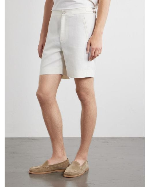 God's True Cashmere White Straight-Leg Linen-Twill Shorts for men