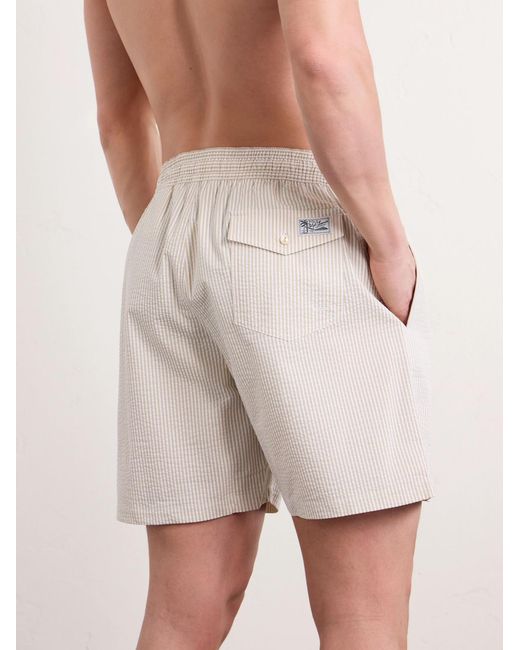 Polo Ralph Lauren Natural Mid-length Cotton-blend Seersucker Swim Shorts for men