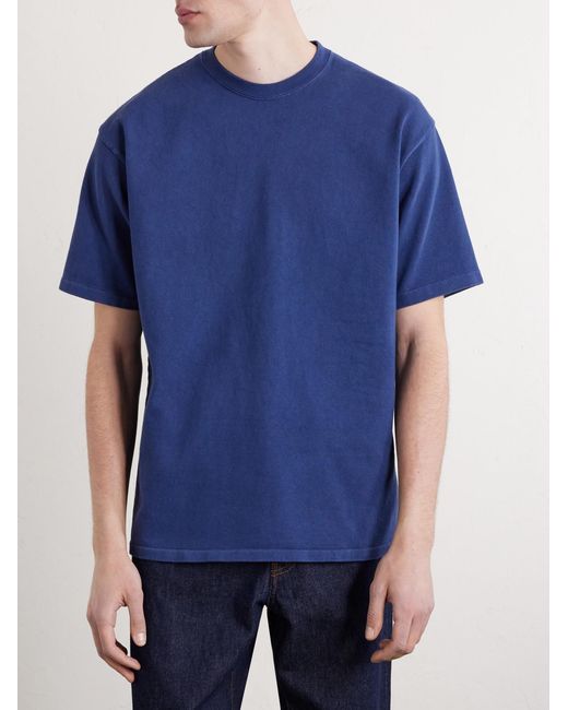 A.PRESSE Blue Vintage Cotton-Jersey T-Shirt for men