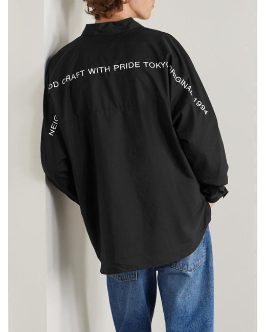Neighborhood Black Dolman Logo-Appliquéd Cotton Shirt for men