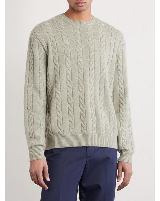 Loro Piana White Cedar Cable-knit Cashmere Sweater for men