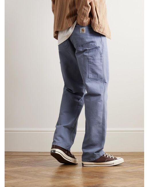 Carhartt Blue Single Knee Straight-leg Organic Cotton-canvas Trousers for men