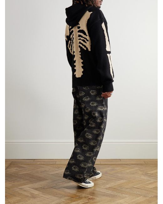 Kapital Black 5G Intarsia Wool Hoodie for men