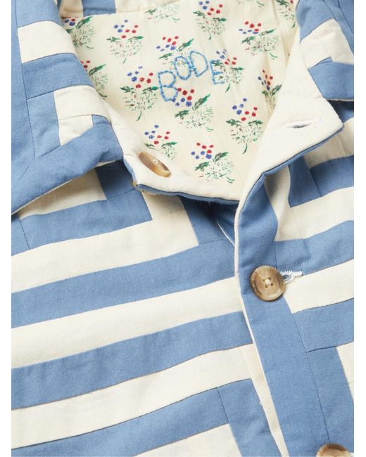 Bode Blue House Steps Reversible Quilted Printed Cotton Jacket for men