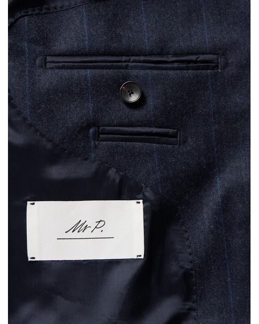 Mr P. Blue Regular-Fit Pinstriped Wool-Flannel Suit Jacket for men