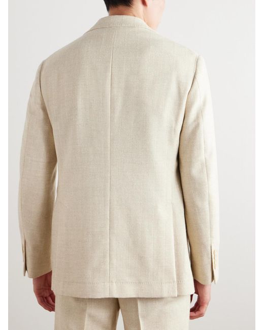 Brunello Cucinelli Natural Pinstriped Bouclé Suit Jacket for men