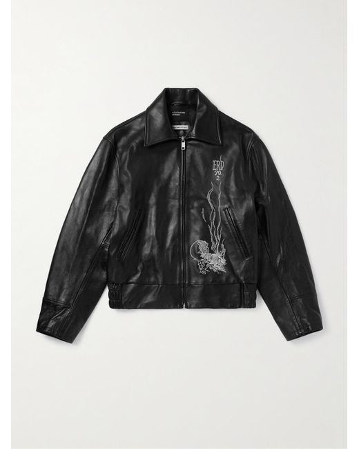 Enfants Riches Deprimes Black Arcane 17 Embroidered Leather Jacket for men