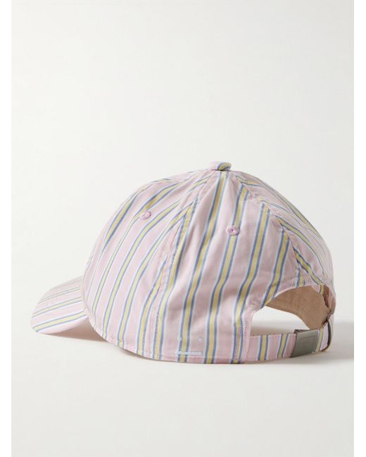 Acne Pink Cunov Logo-appliquéd Striped Organic Cotton Baseball Cap