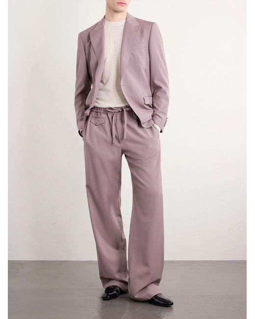 Dolce & Gabbana Purple Straight-Leg Virgin Wool Drawstring Suit Trousers for men