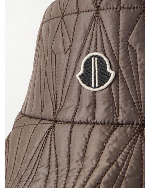 Rick Owens Brown Moncler Logo-appliquéd Padded Quilted Shell Bucket Hat for men