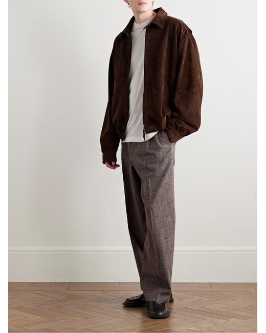 The Row Ronan Suede Bomber Jacket in Brown for Men | Lyst UK