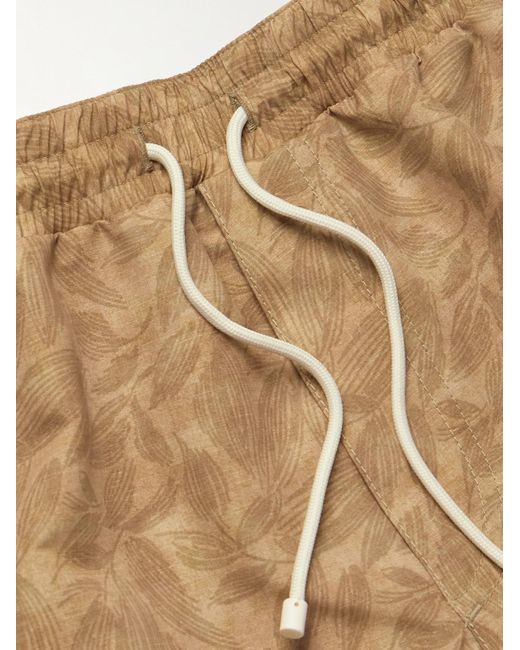 Brunello Cucinelli Natural Straight-leg Mid-length Logo-embroidered Printed Swim Shorts for men