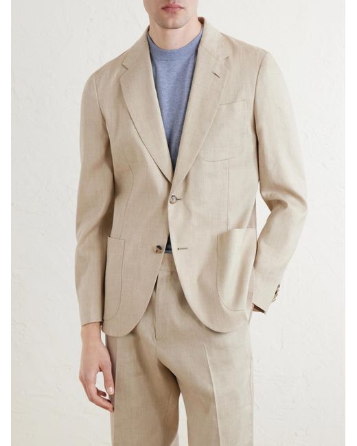 Paul Smith Natural Linen And Wool-Blend Twill Suit Jacket for men