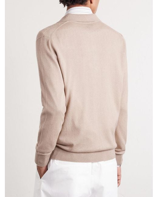 Piacenza 1733 Natural Silk And Cashmere-blend Polo Sweater for men