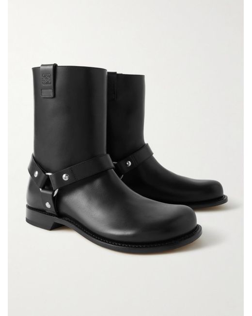 Loewe Black Paula's Ibiza Campo Embellished Leather Boots for men