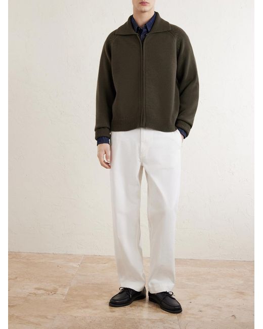 Margaret Howell White Mhl. Naval Straight-Leg Cotton-Drill Trousers for men