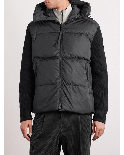 Canada Goose Black Hybridge Wool And Quilted Shell Hooded Down Jacket for men