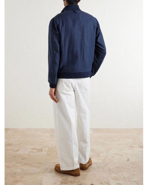 Valstar Blue Ino Linen Bomber Jacket for men