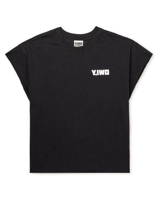 Y,IWO Black Hardwear Cropped Logo-print Cotton-jersey T-shirt for men
