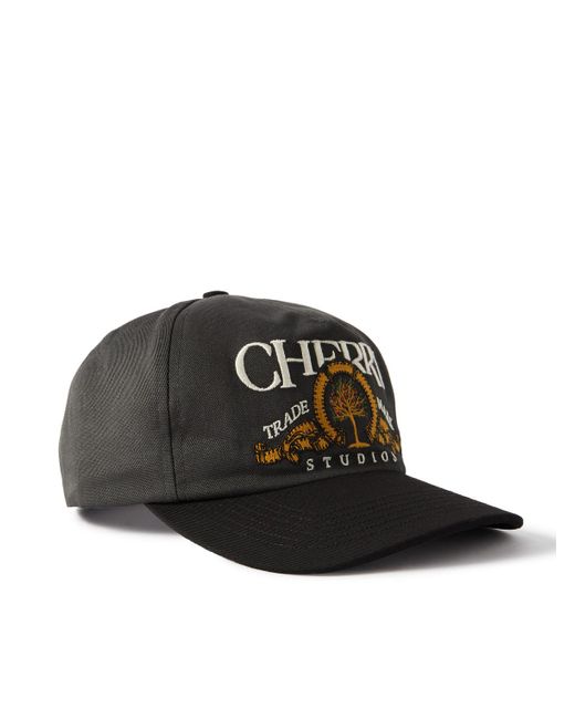 CHERRY LA Black Logo-embroidered Two-tone Cotton-twill Baseball Cap for men