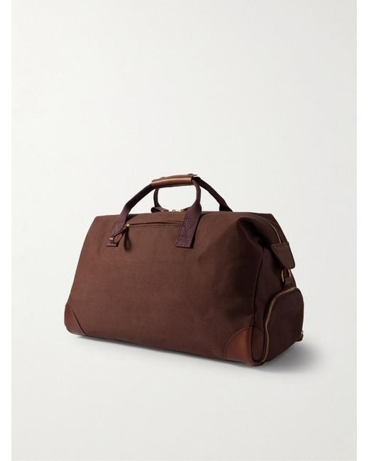 Weekender Leather-Trimmed Cotton-Canvas Holdall di Bennett Winch in Brown da Uomo