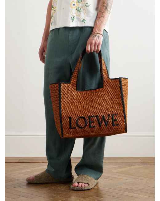 Paula's Ibiza Tote bag in rafia con logo ricamato di Loewe in Brown da Uomo