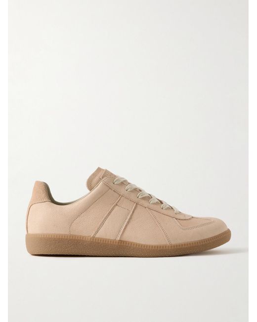 Maison Margiela Natural Replica Suede-trimmed Leather Sneakers for men
