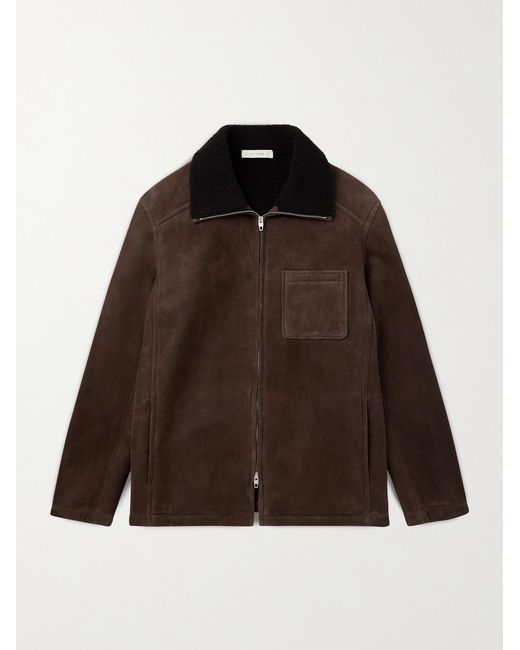 Umit Benan Brown Bruno Shearling-Lined Suede Jacket for men