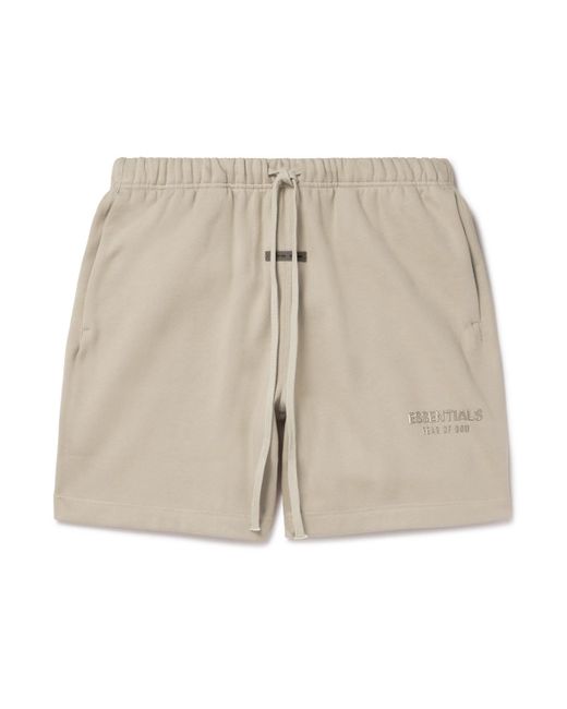 Fear Of God Natural Wide-Leg Logo-Appliquéd Cotton-Blend Jersey Drawstring Shorts for men