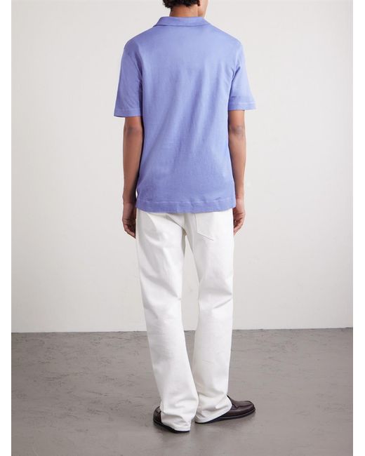 Massimo Alba Blue Aruba Linen And Cotton-Blend Polo Shirt for men