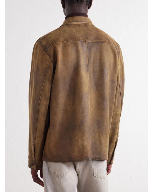 RRL Brown Distressed Leather Jacket for men