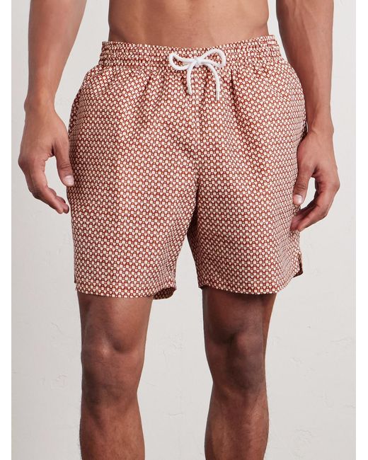 Derek Rose Pink Tropez Straight-Leg Mid-Length Printed Swim Shorts for men