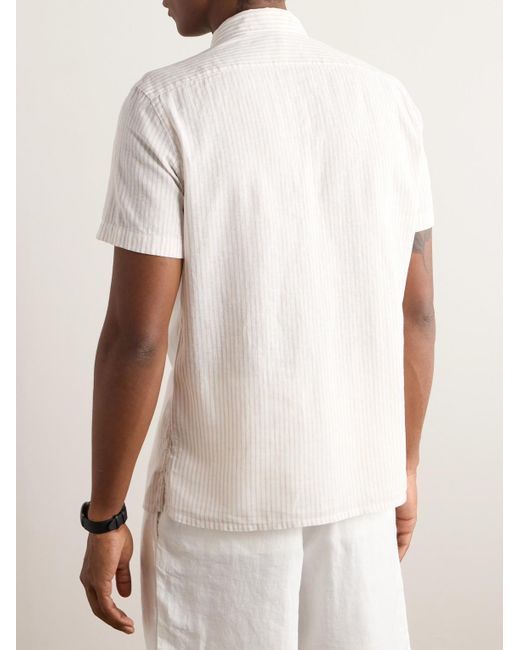 Camicia in misto lino e cotone a righe di Boglioli in White da Uomo