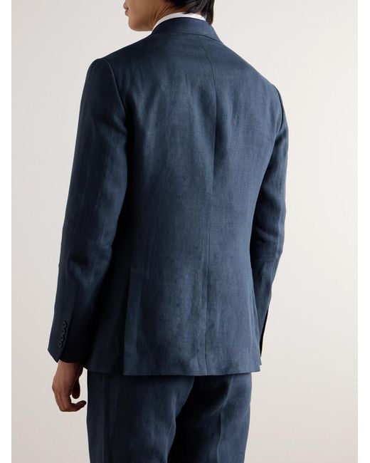 Ralph Lauren Blue Kent Slim-Fit Double-Breasted Linen Suit Jacket for men
