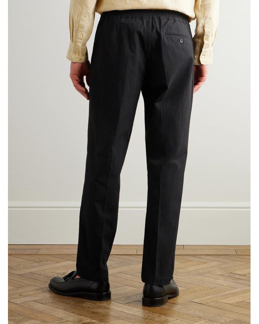 Mr P. Black James Tapered Stretch-Cotton Seersucker Suit Trousers for men
