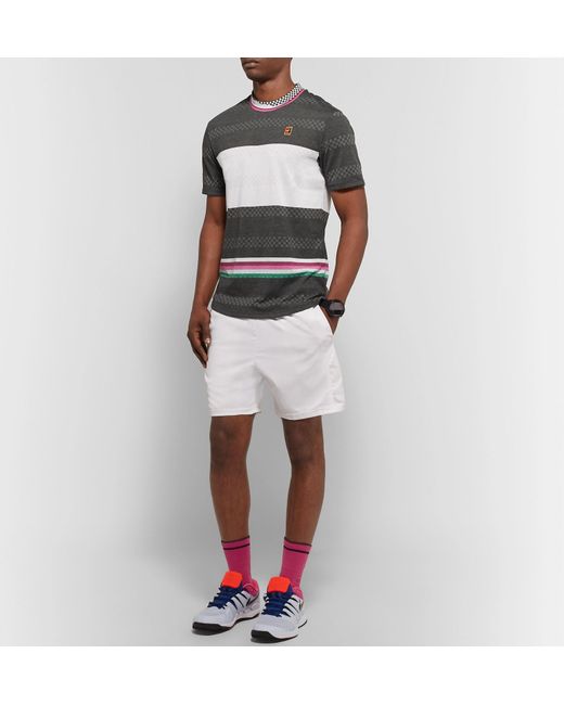 Nike Nikecourt Challenger Slim-fit Striped Dri-fit Tennis T-shirt in Grey  for Men | Lyst Canada