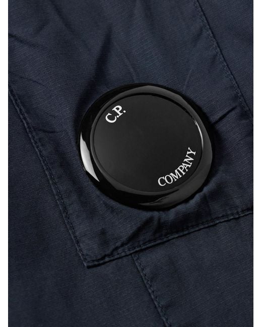 C P Company Hemdjacke aus Baumwoll-Ripstop mit Logoapplikation in Blue für Herren