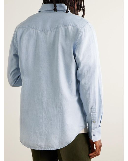 Camicia stile western in chambray di cotone di Paul Smith in Blue da Uomo