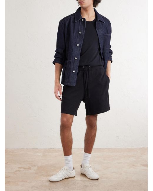 James Perse Black Straight-Leg Cotton-Jersey Drawstring Shorts for men