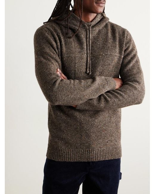 Inis Meáin Gray Lifeline Merino Wool And Cashmere-blend Hoodie for men