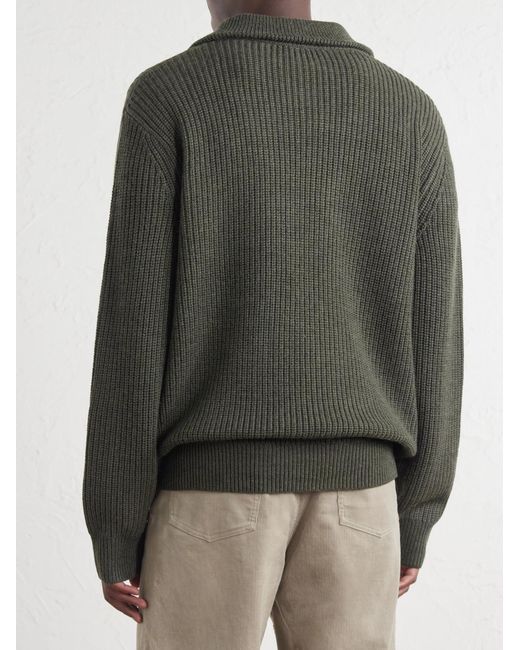 A.P.C. Green Virgin Wool Half-Zip Sweater for men