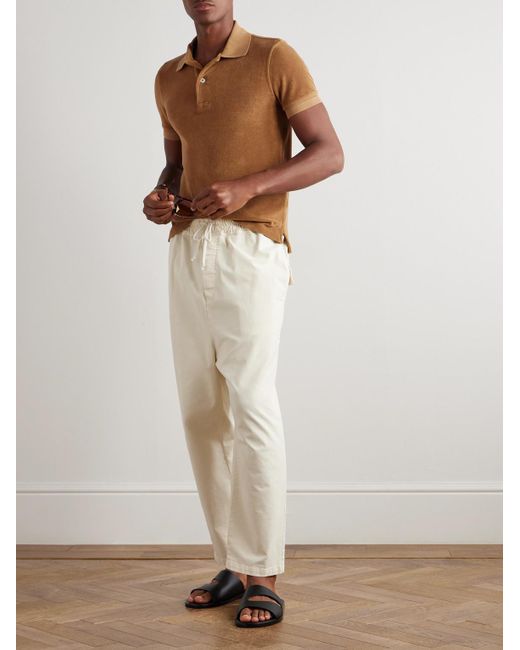 Tom Ford Brown Slim-fit Cotton-blend Terry Polo Shirt for men