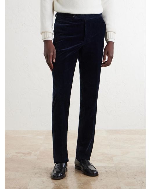 De Petrillo Blue Slim-Fit Stretch-Cotton Corduroy Suit Trousers for men